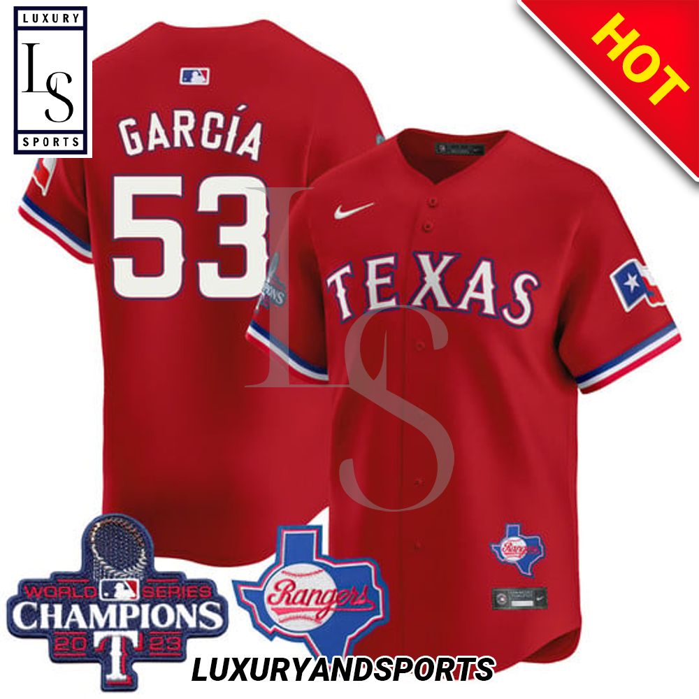 Texas Rangers Adolis Garcia World Series Champions Nike Red Baseball Jersey