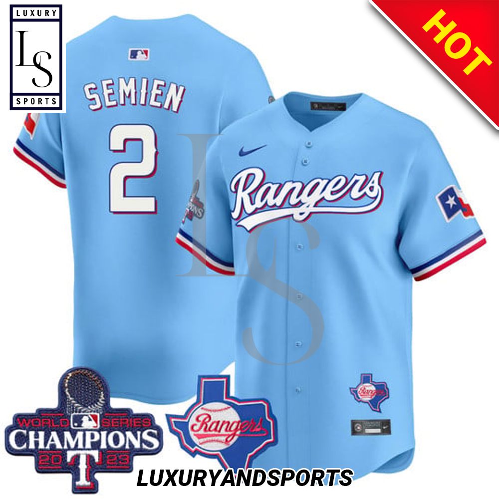 Texas Rangers Marcus Semien World Series Champions Nike Blue Baseball Jersey