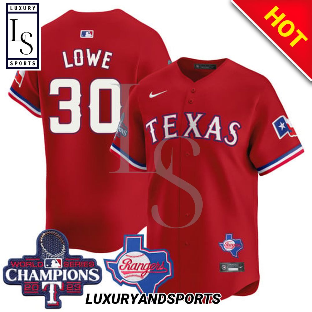 Texas Rangers Nathaniel Lowe World Series Champions Nike Red Baseball Jersey