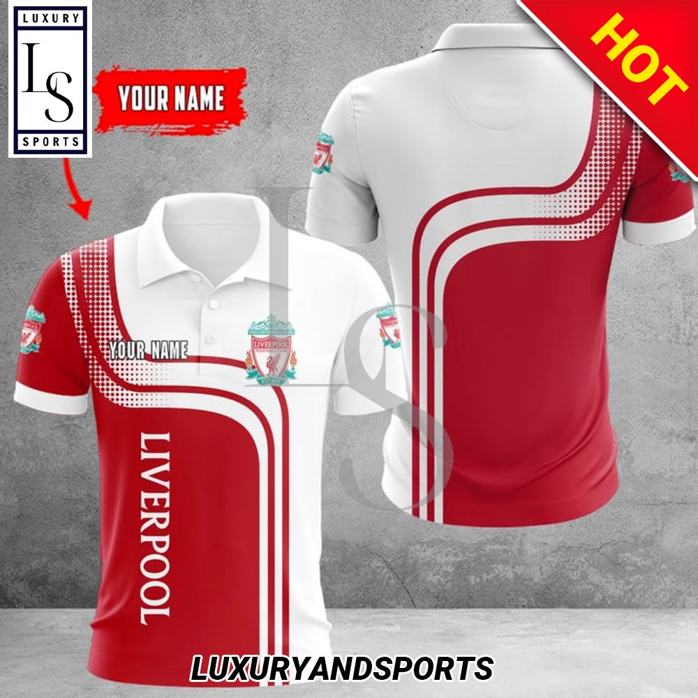 Custom Name Liverpool Premier League White Red D Apparels Polo Shirt