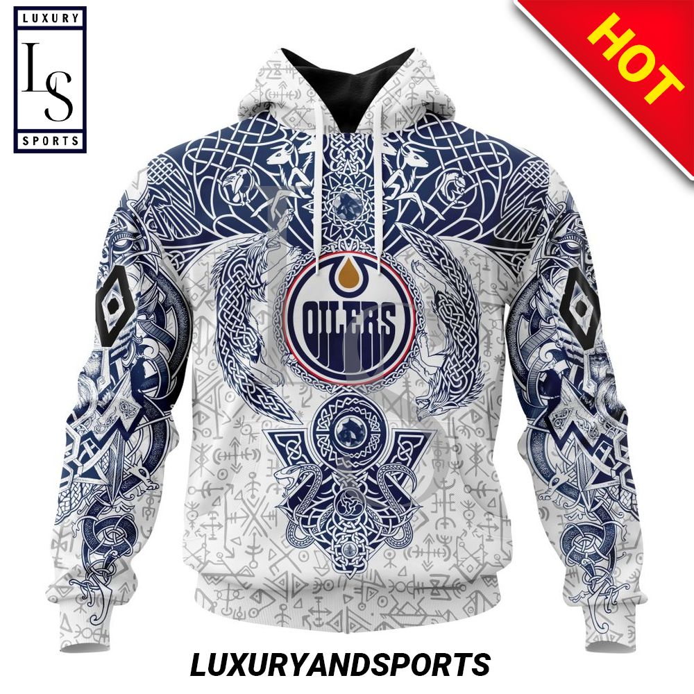 NHL Edmonton Oilers Special Norse Viking Symbols Personalized Hoodie