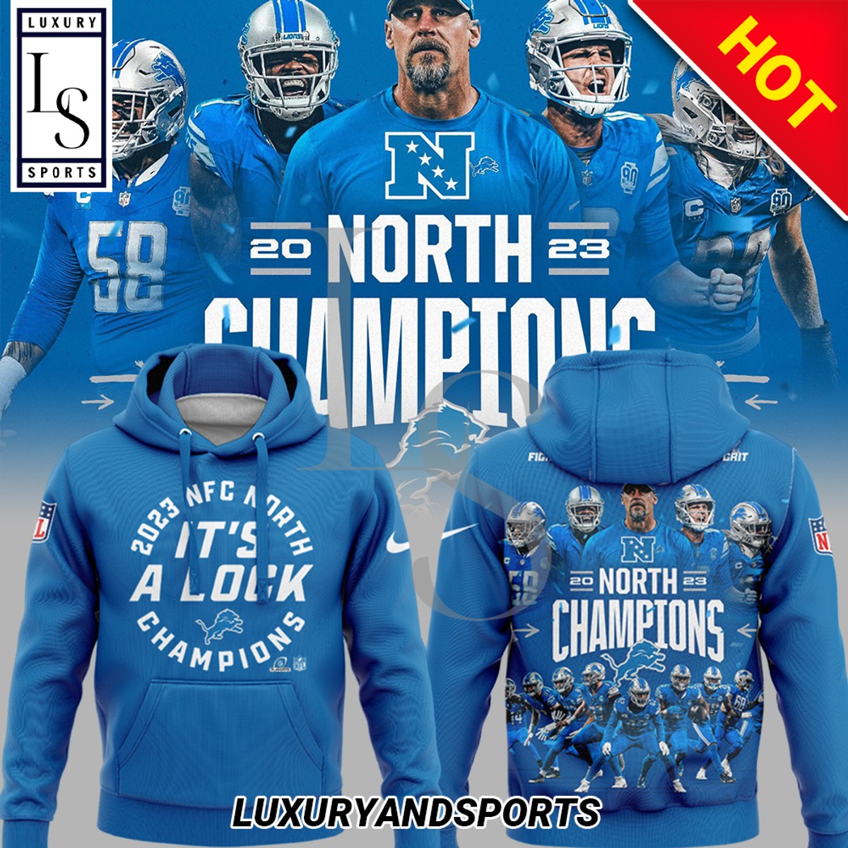 Detroit Lions NFC North Champions Its A Lock Blue Hoodie