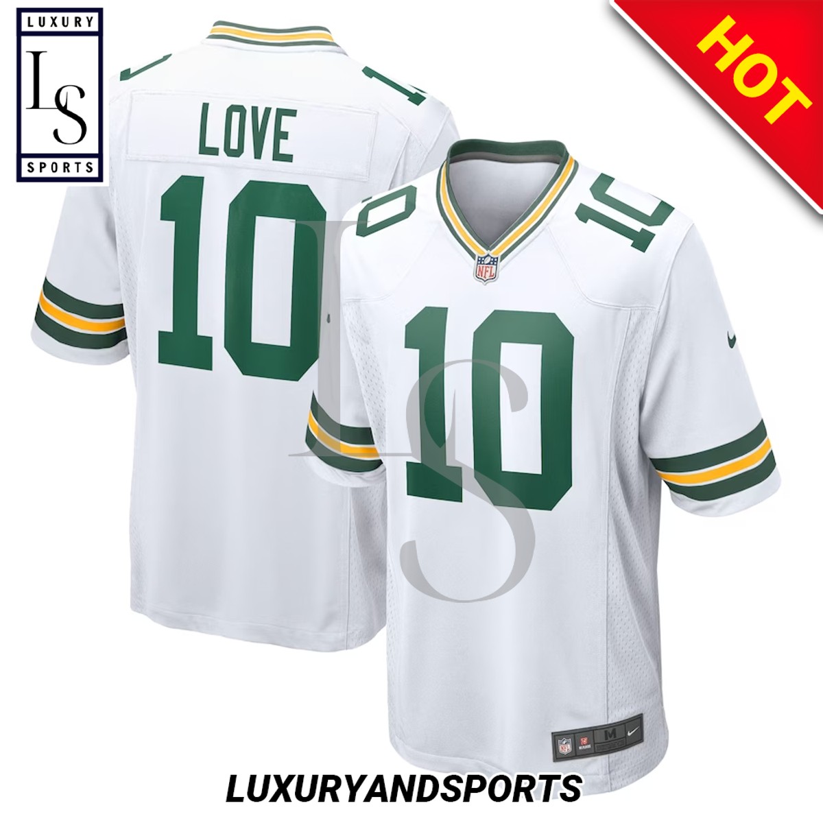 Green Bay Packers Love NFL White Football Jersey