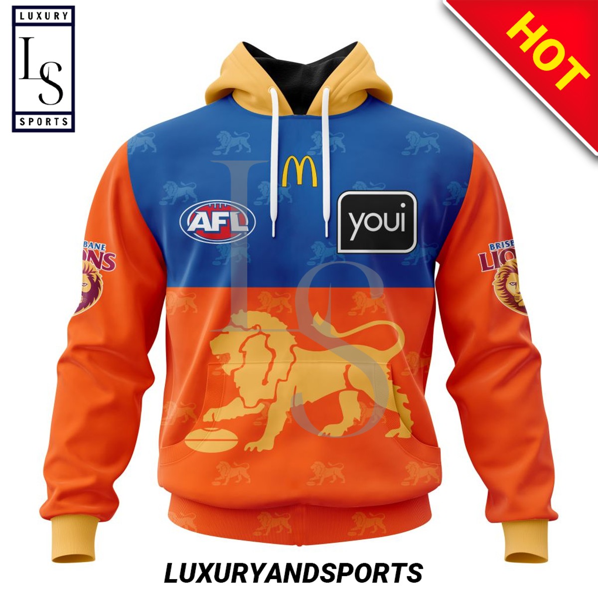 Personalized AFL Brisbane Lions Away Kits Hoodie