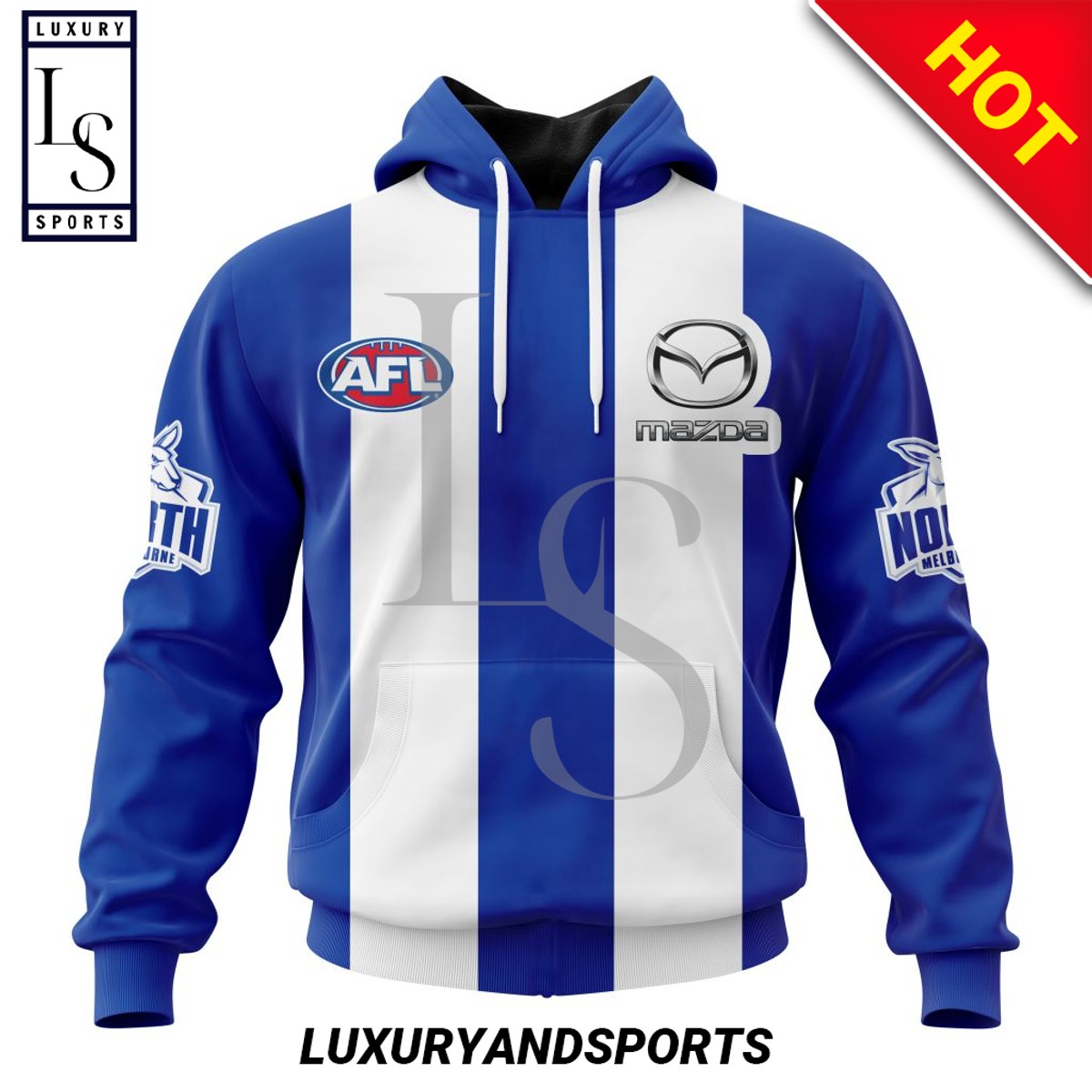 Personalized AFL North Melbourne Football Club Home Kits Hoodie